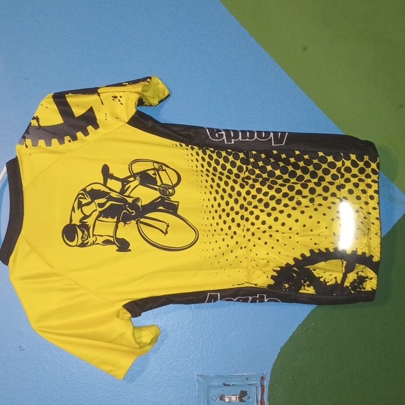 Aogda Cycling Jersey Black Yellow Graphic Size S Spell Outs - Picture 6 of 7